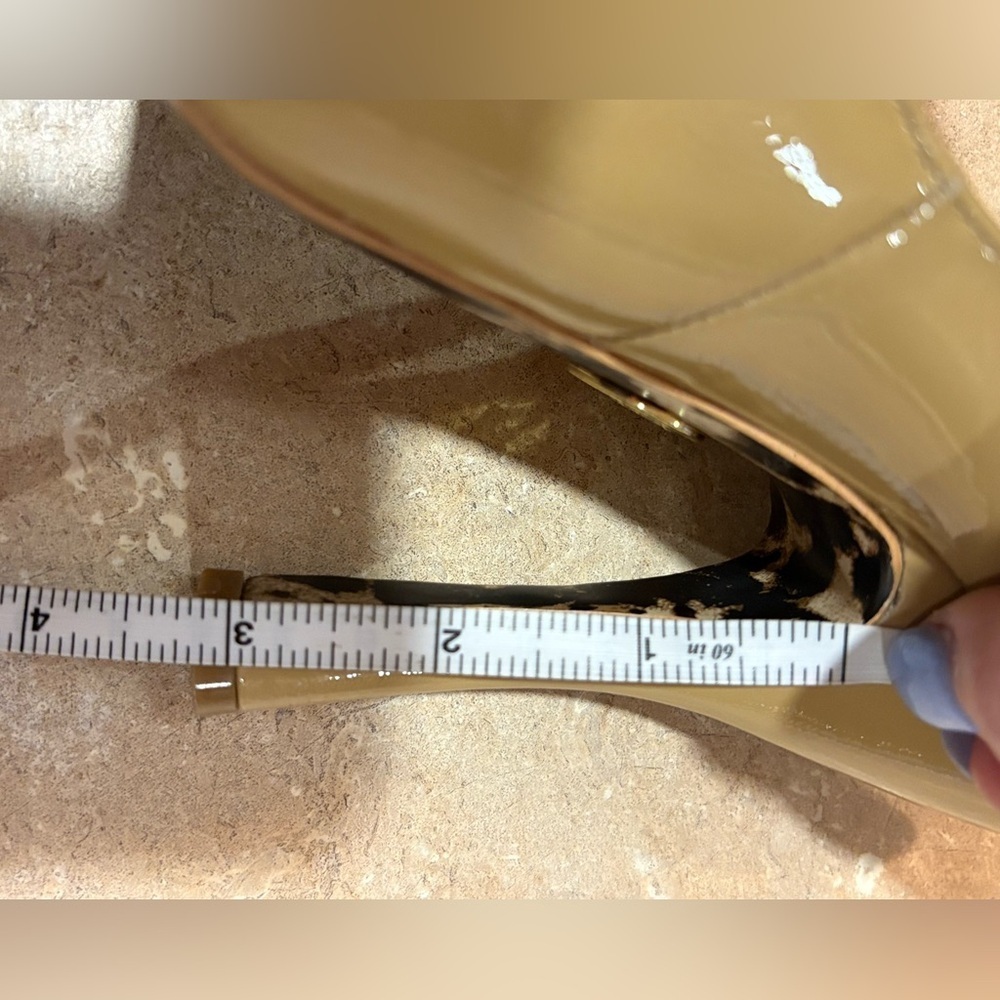 Betsey Johnson Glossy Tan 3” Heels - Picture 13 of 13